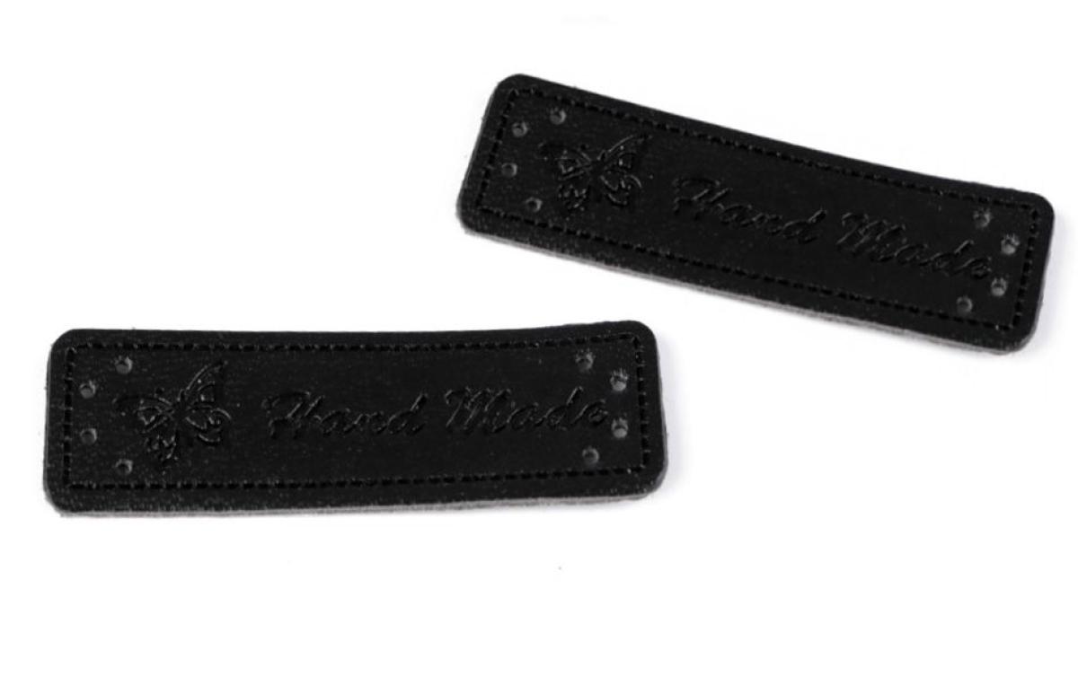 Kunstlederlabel Hand Made schwarz